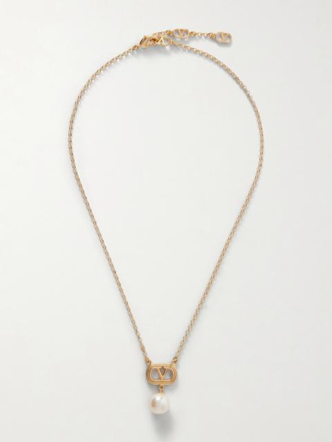 Ovalette Gold-tone Faux Pearl Necklace