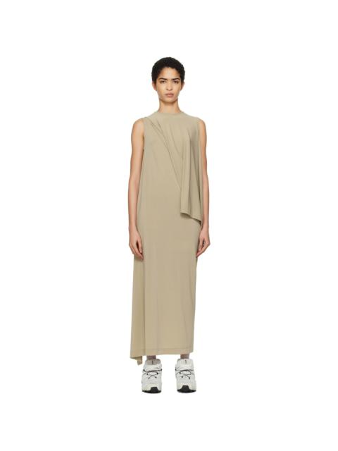 Beige Drape Jersey 48 Maxi Dress