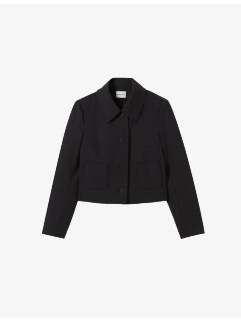 Boxy-fit cropped wool-blend jacket