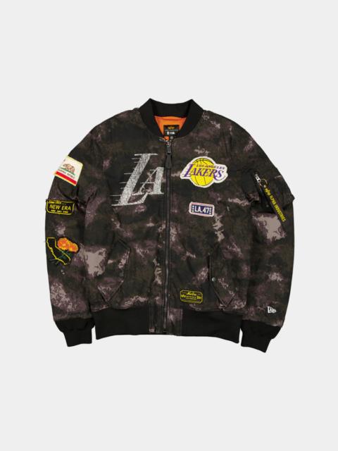 LOS ANGELES LAKERS X ALPHA X NEW ERA MA-1 BOMBER JACKET (BLACK CAMO)