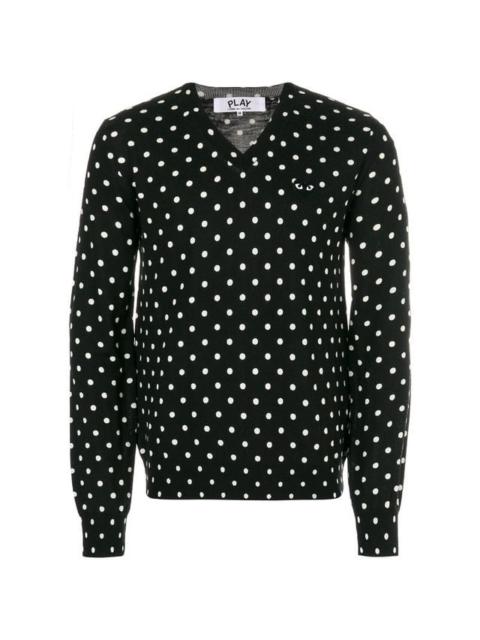 MENS V-NECK PULLOVER POLKA DOT BLACK HEART - BLACK