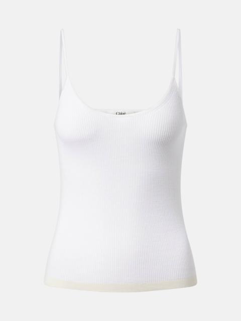 Ribbed-knit cotton tank top