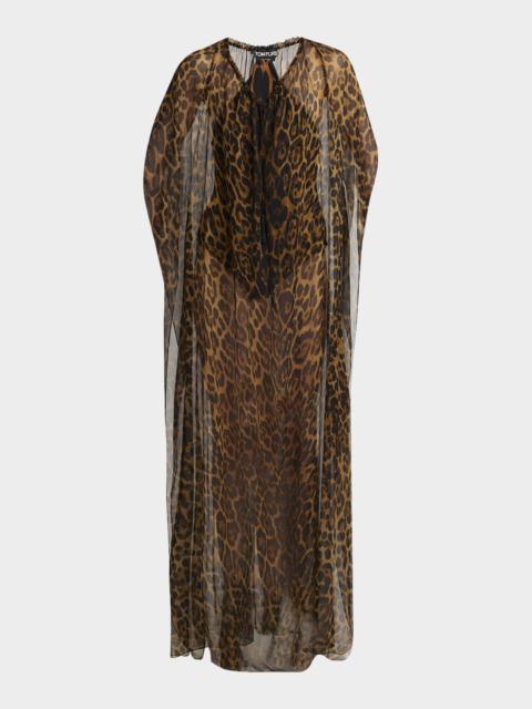 Leopard Print Sheer Kaftan