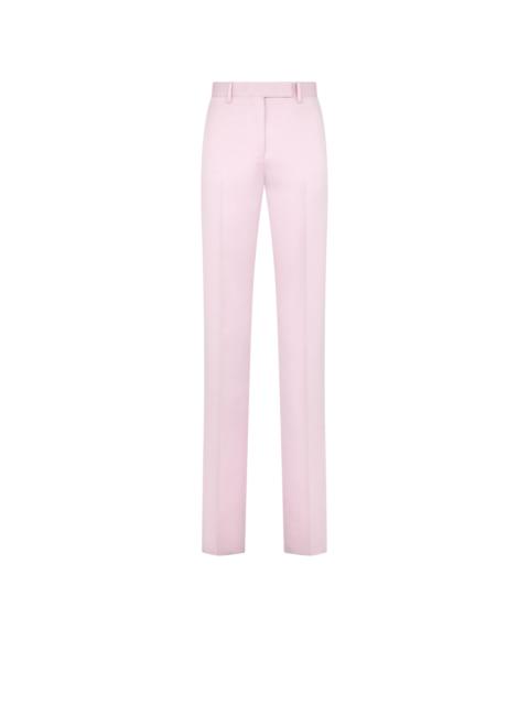 WASHED COTTON SILK BLEND DUCHESSE TAILORED STRAIGHT PANTS