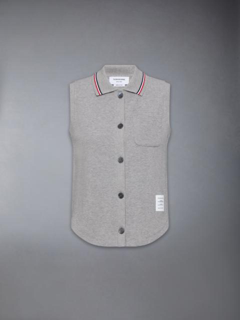 COTTON WAFFLE SLEEVELESS BUTTON SHIRT