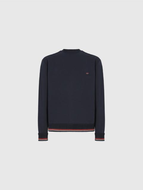 Crew neck sweatshirt with knit embroidery and logo
