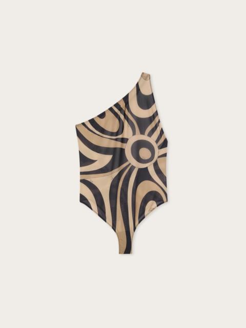 MARMO PRINT ONE-SHOULDER SWIMSUIT