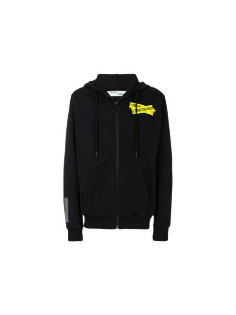 OFF-WHITE Firetape Arrow Zip Up Hoodie Black/Yellow