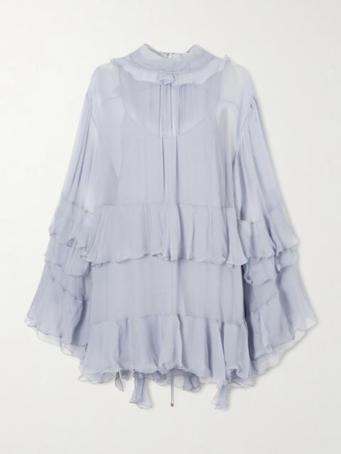 Ruffled Crepon Mini Dress
