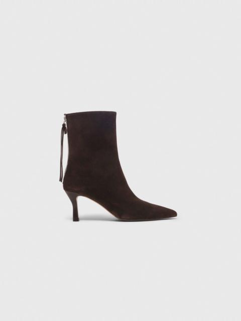 Chocolate Brown zipped suede ankle boots