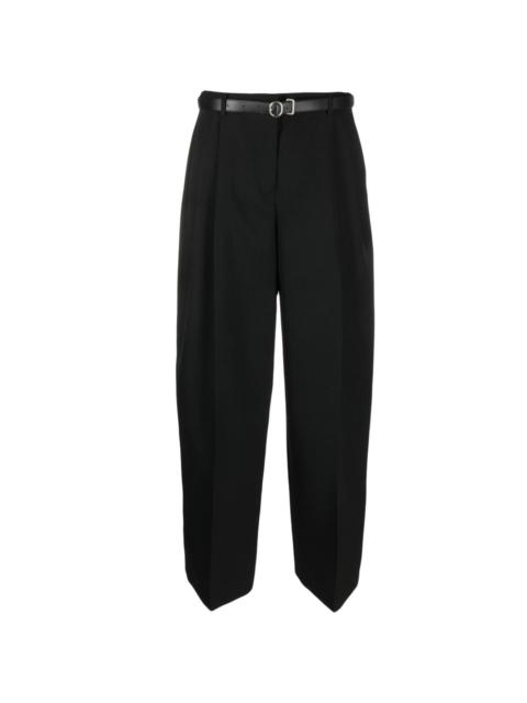 belted wide-leg wool trousers