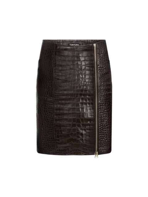 CROC EMBOSSED LEATHER SKIRT