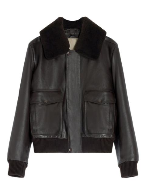 fur-collar leather jacket