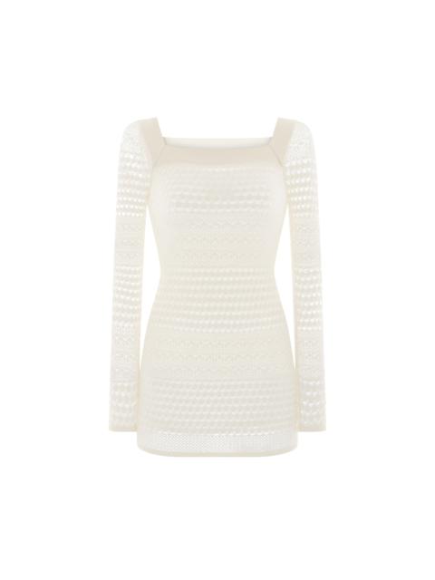 OPENWORK STRETCH VISCOSE KNIT MINI DRESS