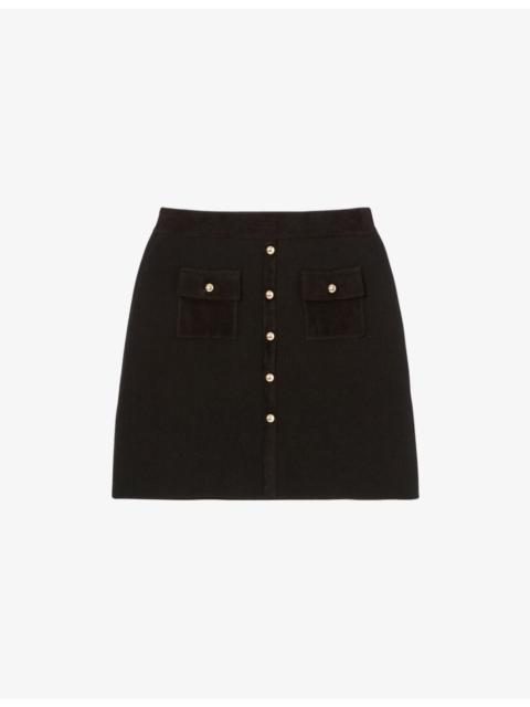 Straight High-Rise Stretch Wool And Cashmere-Blend Mini Skirt