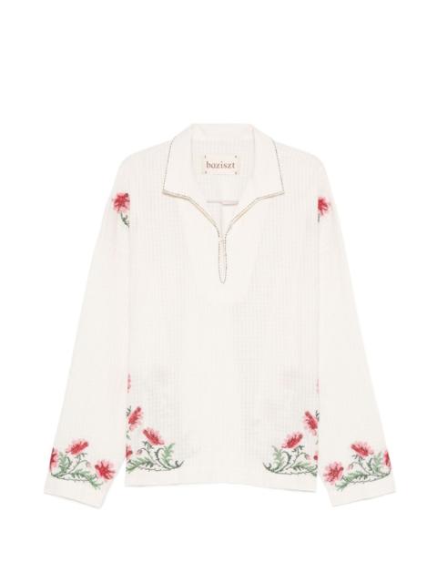Bernie floral-embroidered polo shirt