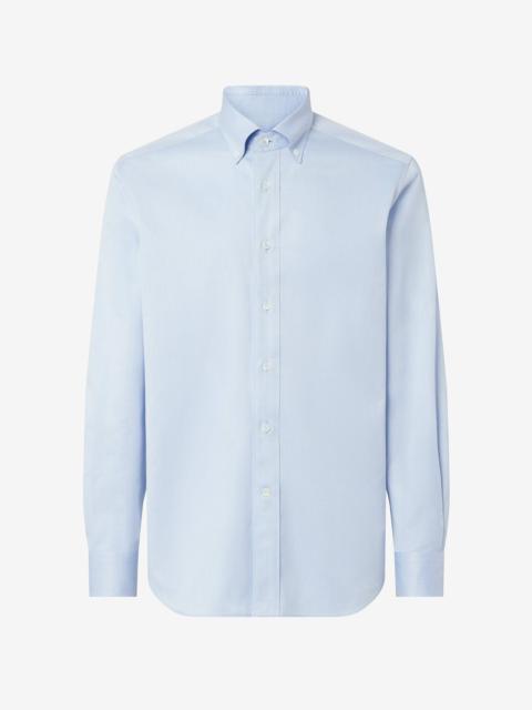 Light blue cotton shirt with honeycomb micro-pattern