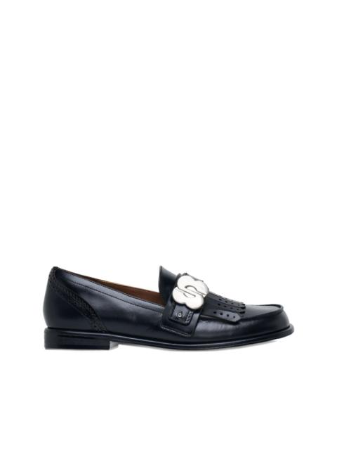flower square-toe loafers