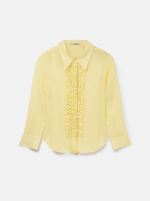 Sheer Ruffled Silk Tuxedo Shirt
