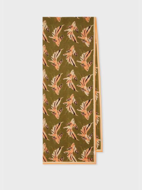 Women's Khaki 'Le Peche Fish' Cotton Scarf