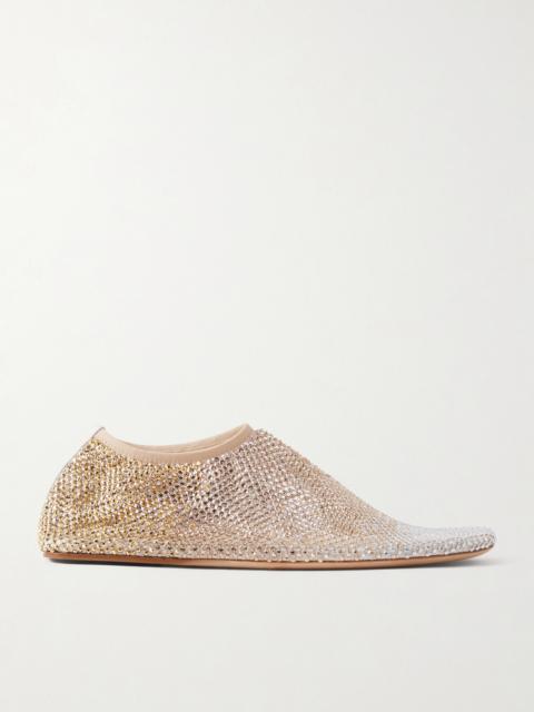 Minette Ombré Crystal-embellished Mesh Ballet Flats