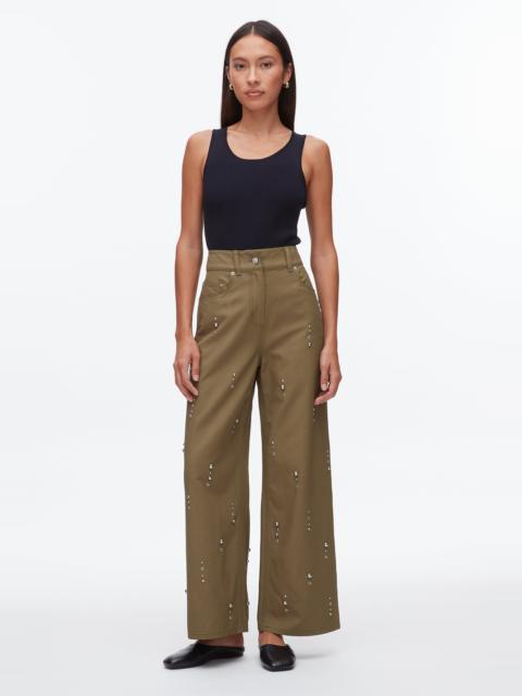 Stud Embellished Wide Leg Pant