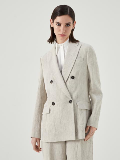 Wrinkled délavé linen Prince of Wales blazer with monili