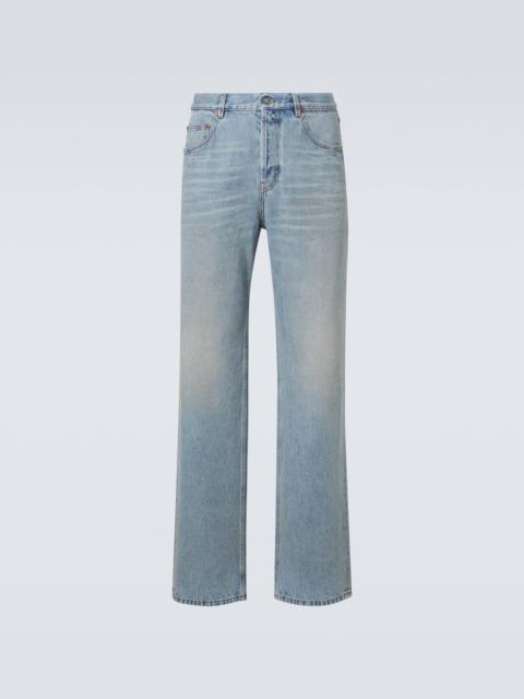 Mid-rise straight jeans