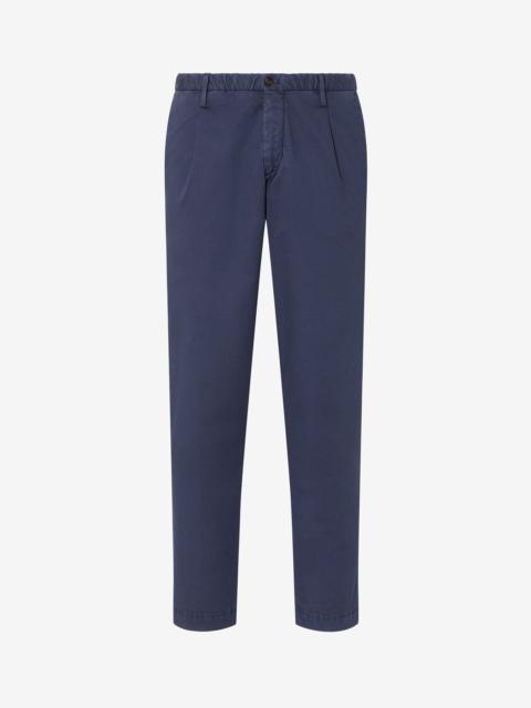 Navy blue stretch cotton satin trousers