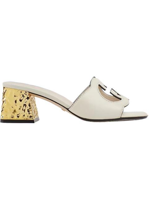 Gucci Interlocking G Leather Sandals White Golden (Women's)