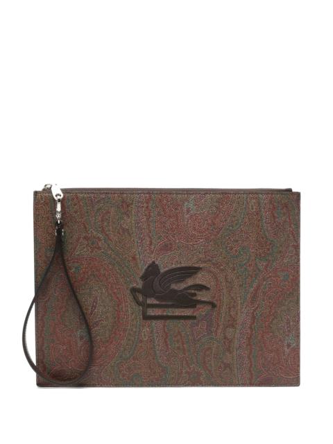 Etro Paisley-print Logo-embroidered Clutch Bag