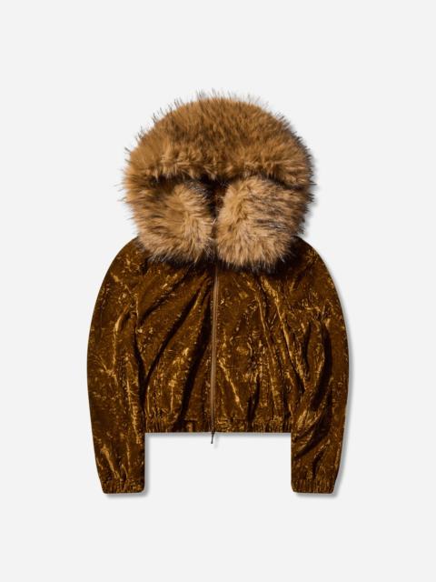 Women's Velour Hoodie Brown Liqueur