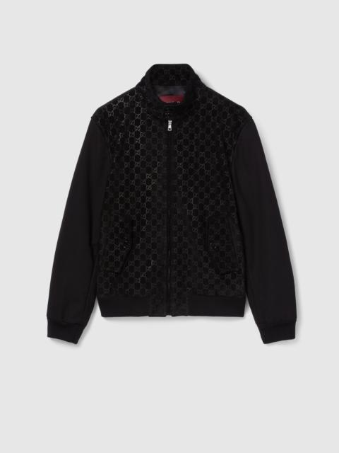 Embossed GG suede bomber jacket