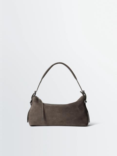 BELTED BAGUETTE BAG IN SUEDE LEATHER