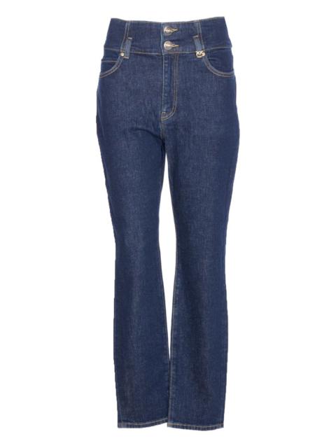 high-waisted button jeans