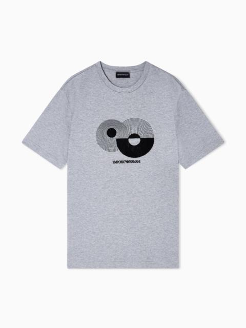 JERSEY T-SHIRT WITH OP-ART EMBROIDERY