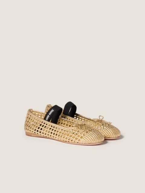 Woven mordoré nappa leather ballerinas