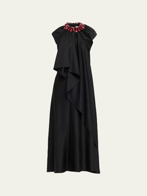 Parade Embellished Asymmetric Backless Maxi Dress