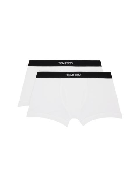 Two-Pack White Cotton Boxer Briefs