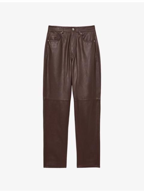 Verona slim-leg high-rise leather trousers