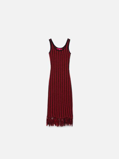 STRIPE SCOOPNECK FRINGE DRESS