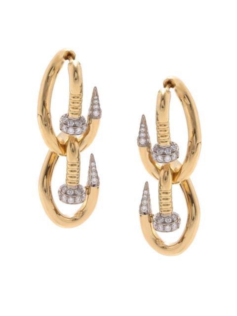 Diamond Double Bent Nail Earrings