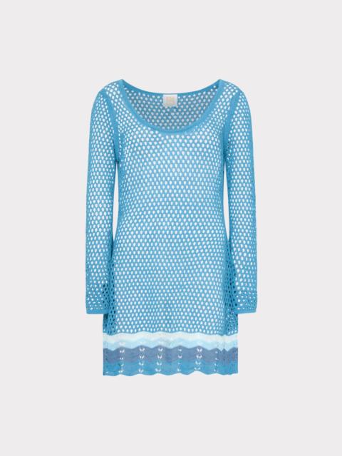 Crochet Mini Long Sleeve Cover-Up Dress