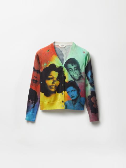 Printed Silk Knit Cardigan
