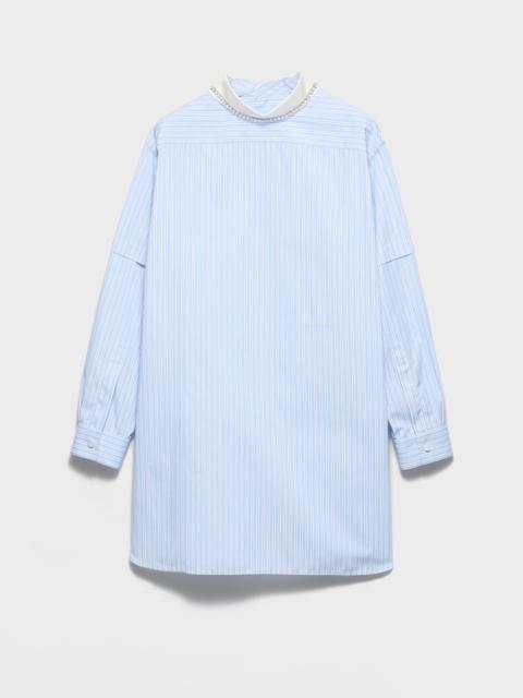 Embroidered striped poplin top