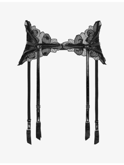 Litzia Embroidered Lace Suspender Belt