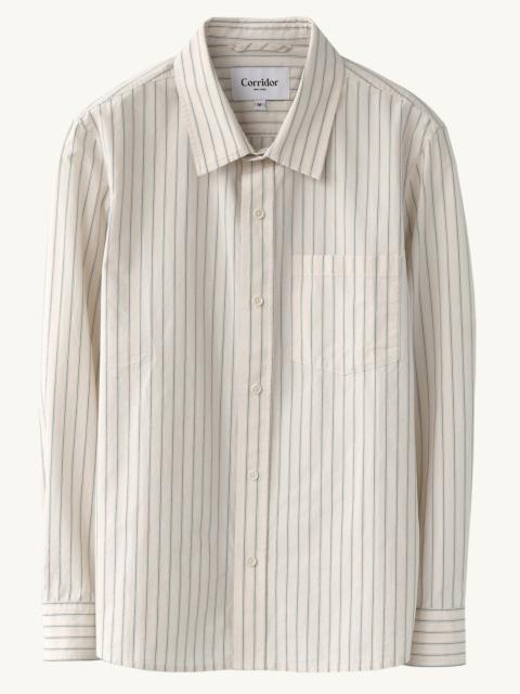 POPLIN STRIPE LS - NATURAL