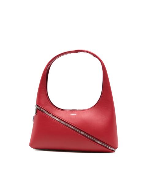 diagonal-zip leather shoulder bag