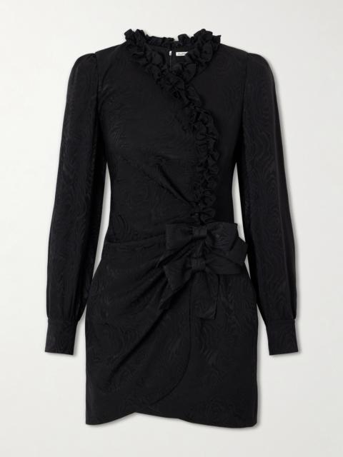 Ruffled Silk-jacquard Mini Dress