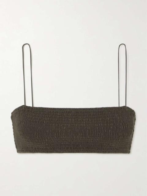 Shirred recycled bikini top Brown